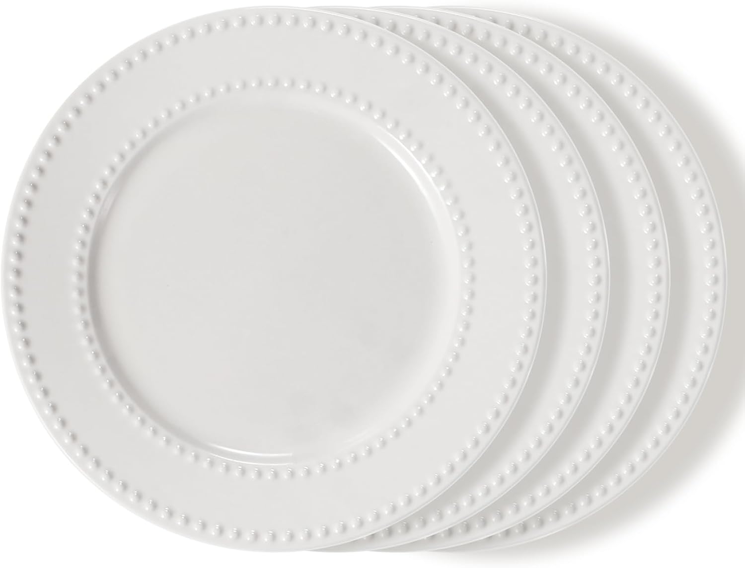 Embossed Salad Plates Set of 4, 8 inch White Ceramic Dessert Appetizer Plates, Small Dinner Plates, Restaurant Kitchen Dish, Scratch-Resistant, Chip-Resistant, Oven Microwave Dishwasher Safe