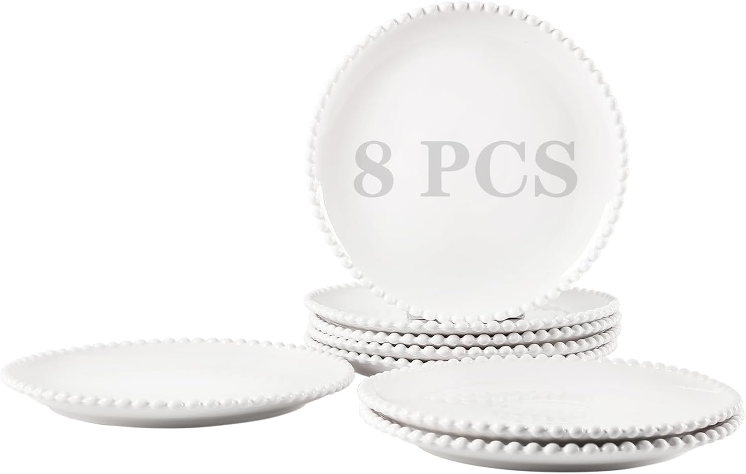 10.5" Ceramic Dinner Plates Set of 8, Catering Round Dining Plates, Large Salad Plate, White Porcelain Kitchen Plate for Pizza, Steak, Microwave and Dishwasher Safe